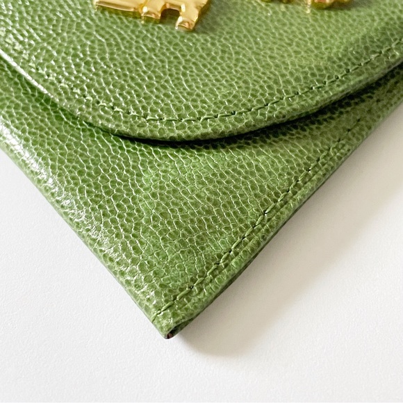 Sonia Rykiel green leather vintage rare snap pouch - Picture 5 of 11